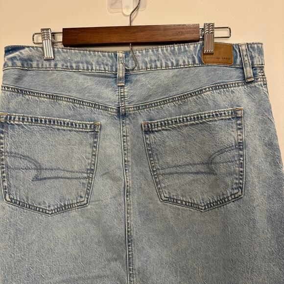 American Eagle Dreamy Drape Denim Maxi Skirt Sz 10 NWT Light Wash Low Rise Y2K - Picture 6 of 13